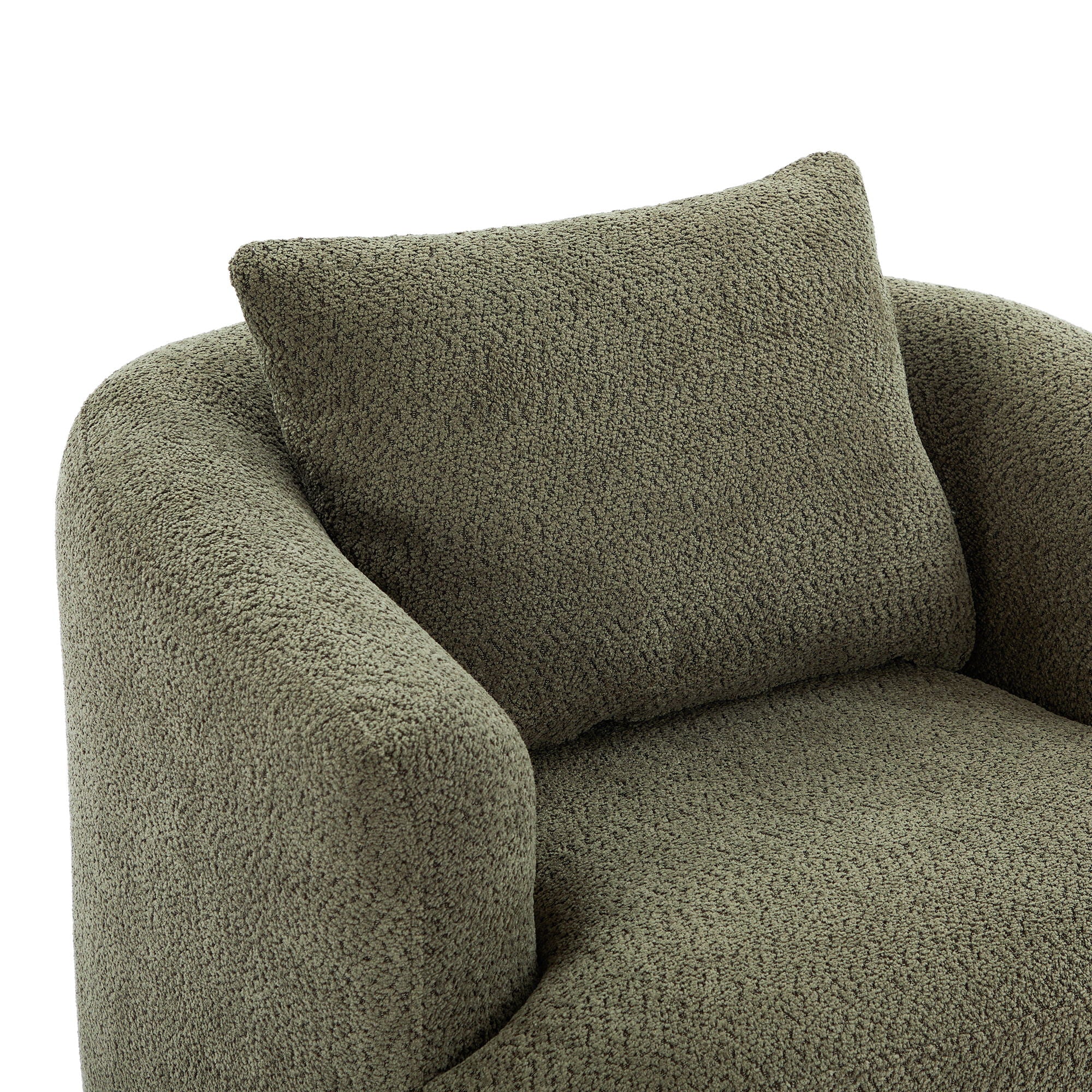 360° Swivel Barrel Sofa Chair With Throw Pillow, Chenille Upholstered Accent Chair
