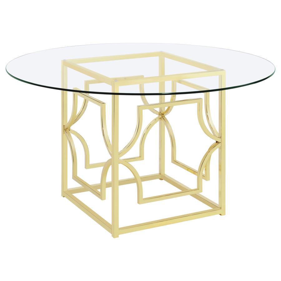 Coaster Fine Furniture Starlight - Round Glass Top Metal Dining Table | Meri Furniture
