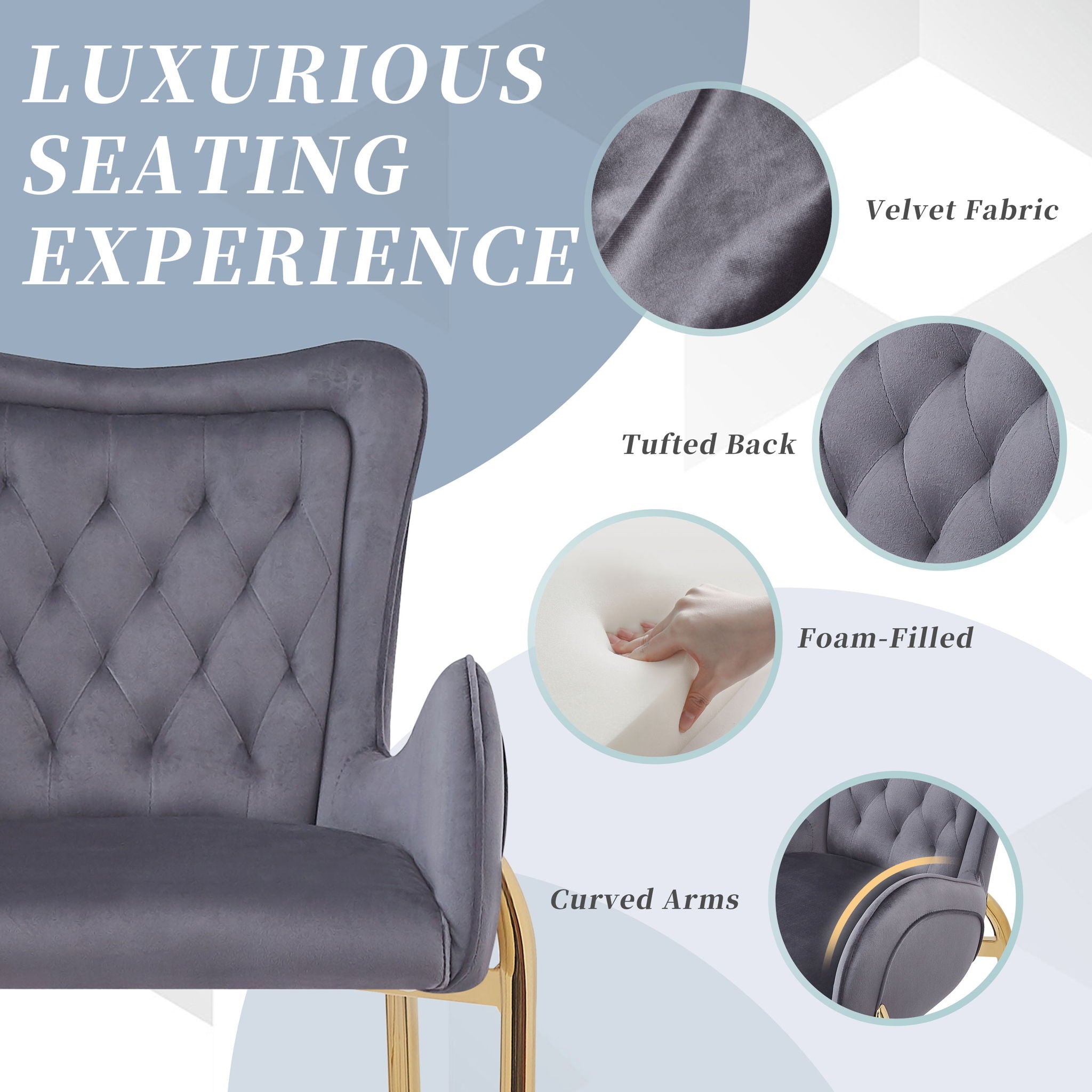 Velvet Fabric Counter Height Bar Stools (Set of 2)