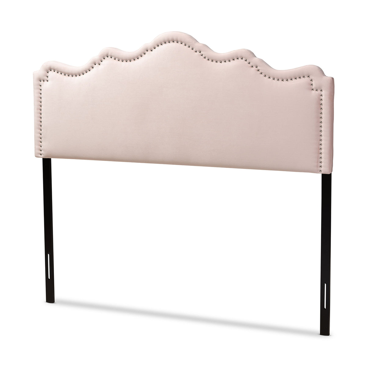 Nadeen Modern and Contemporary Light Pink Velvet Fabric Upholstered Queen Size Headboard