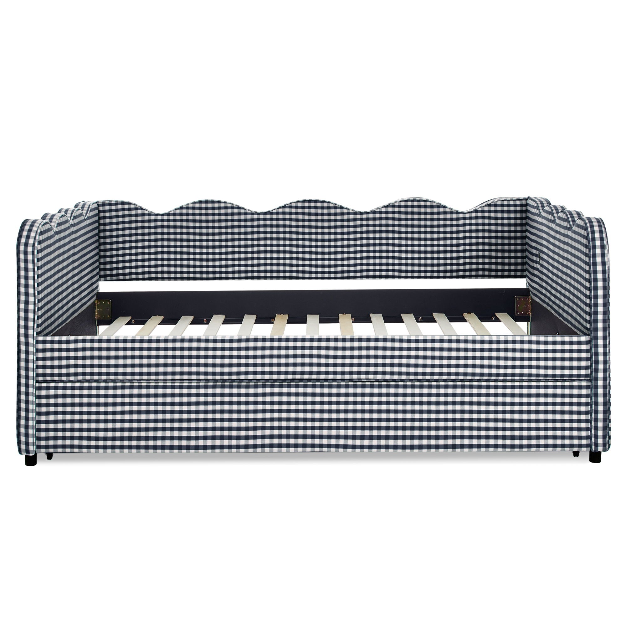 Gingham Daybed With USB Charging Port, Wave-Shaped Design