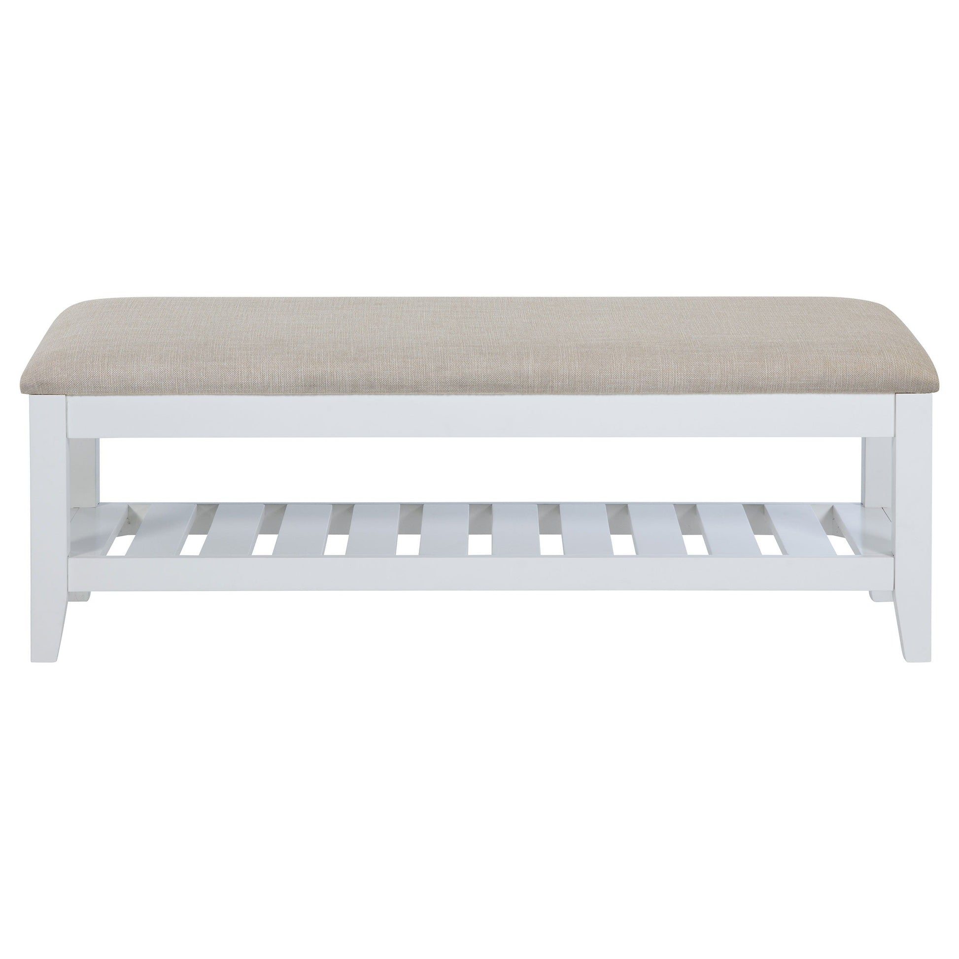 Coaster Fine Furniture Bexhill - Upholstered Rectangular Bench with Shelf - White | Meri Furniture