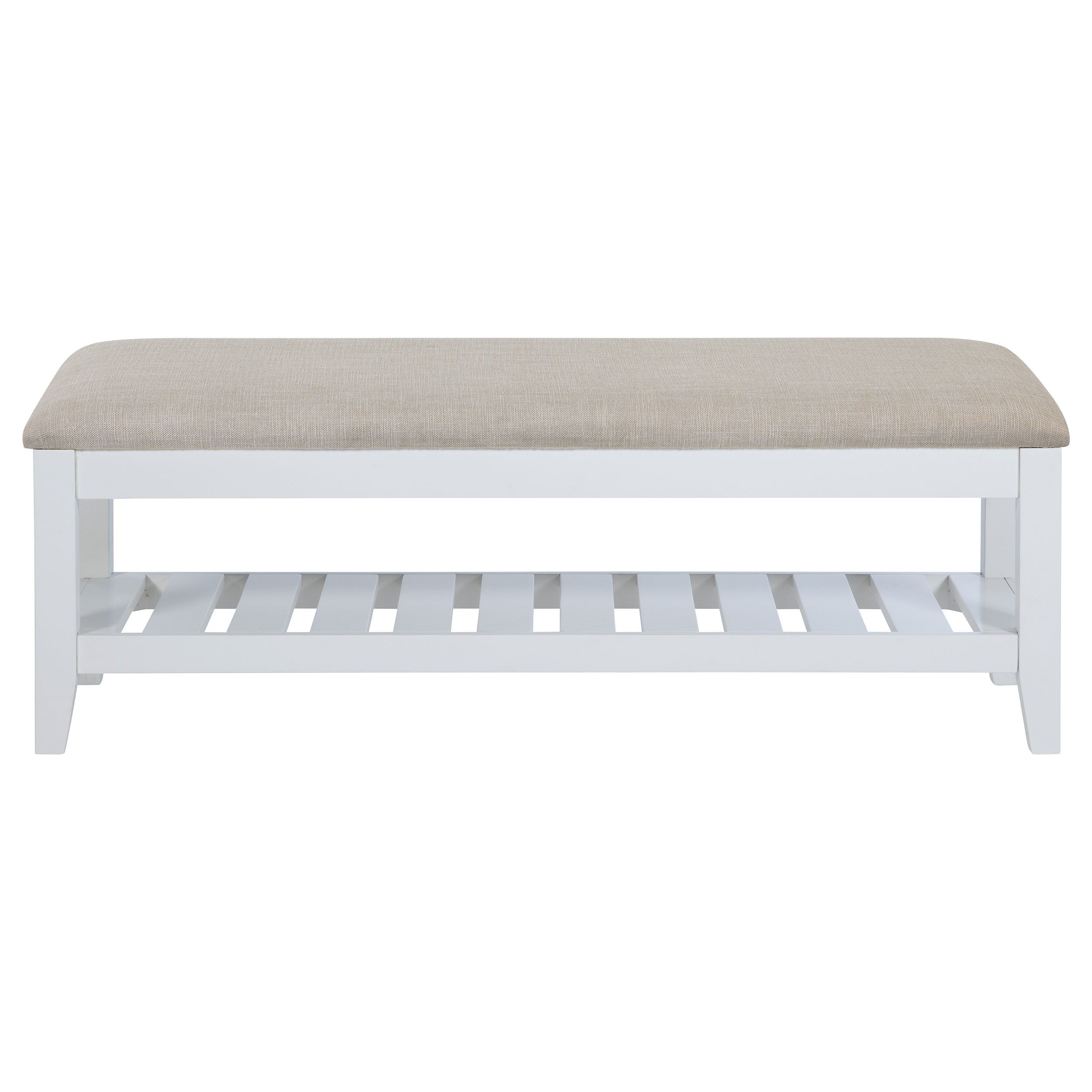 Coaster Fine Furniture Bexhill - Upholstered Rectangular Bench with Shelf - White | Meri Furniture