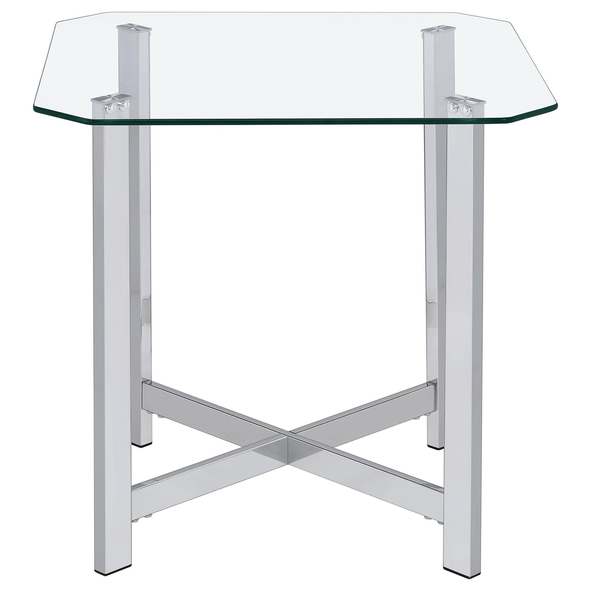 Cronin 3-piece Tempered Glass Top Coffee Table Set Chrome