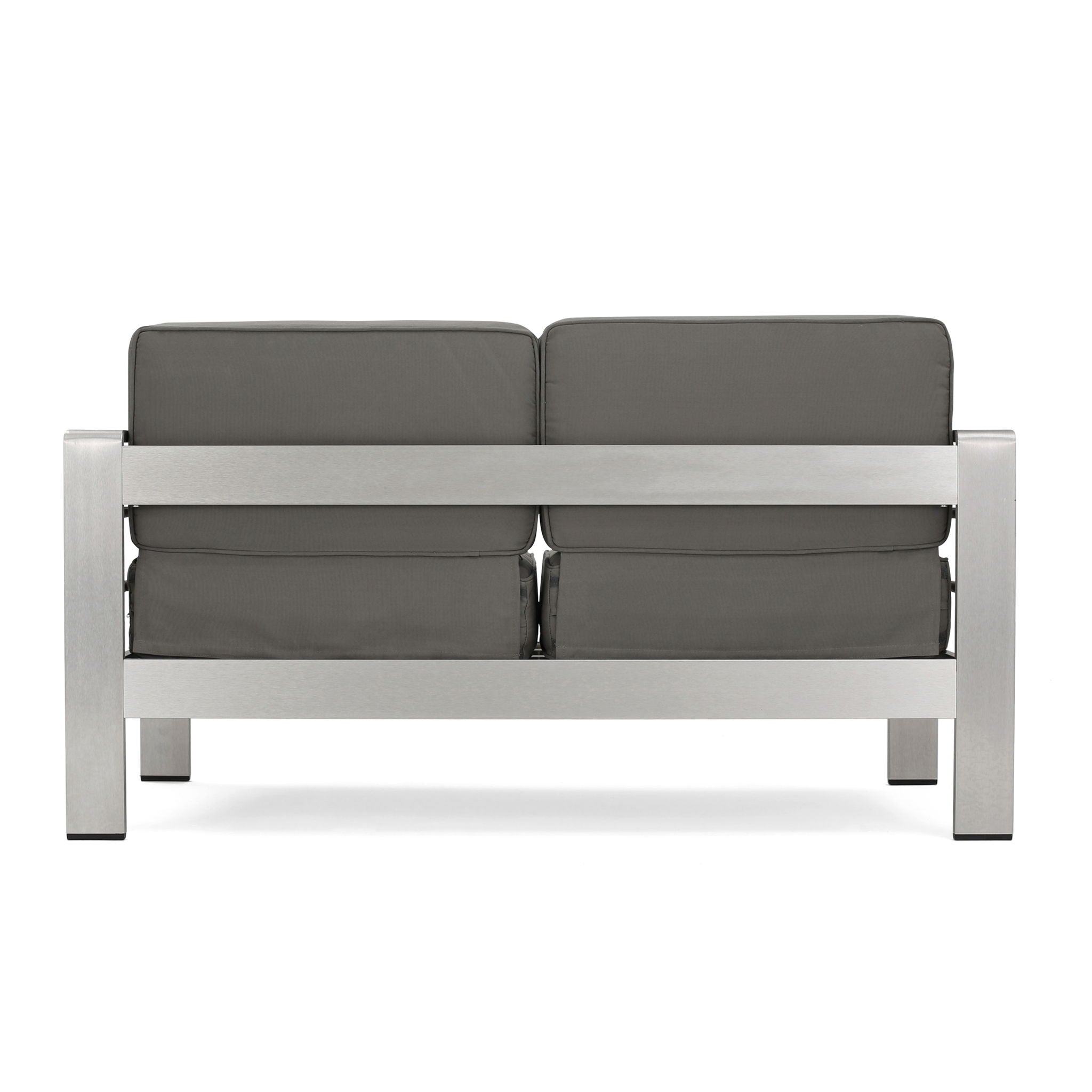 Outdoor Aluminum Loveseat With Cushion - Gray