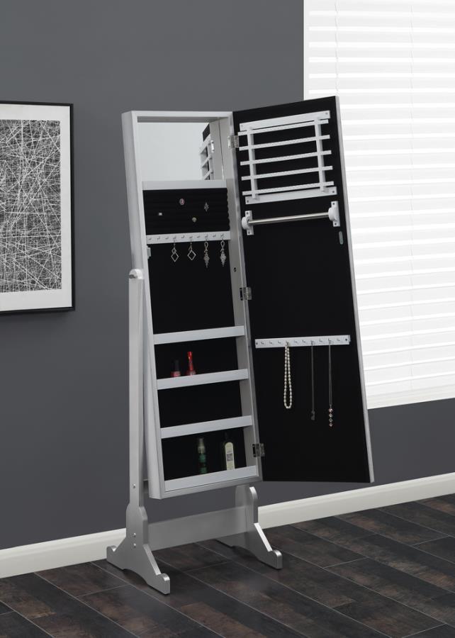 Coaster Fine Furniture Moore - Cheval Mirror With Jewelry Storage - Silver | Meri Furniture