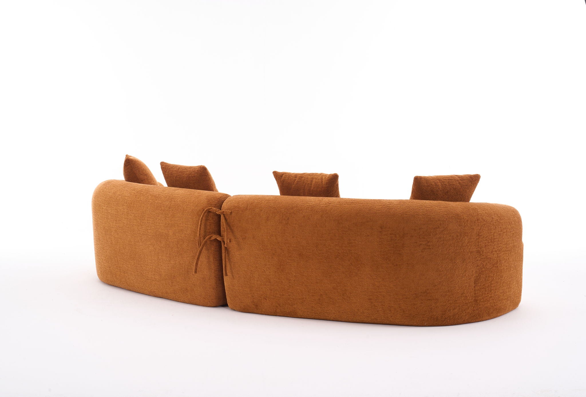 4 Seater Sofa With Chenille Fabric, 30D, 60 Hardness Full Sponge, 4 Pillow For Living Room, Home Furniture Sleeper Sectional Sofa For Apartment