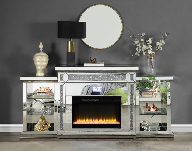 ACME Noralie - Fireplace - Mirrored & Faux Diamonds | Meri Furniture