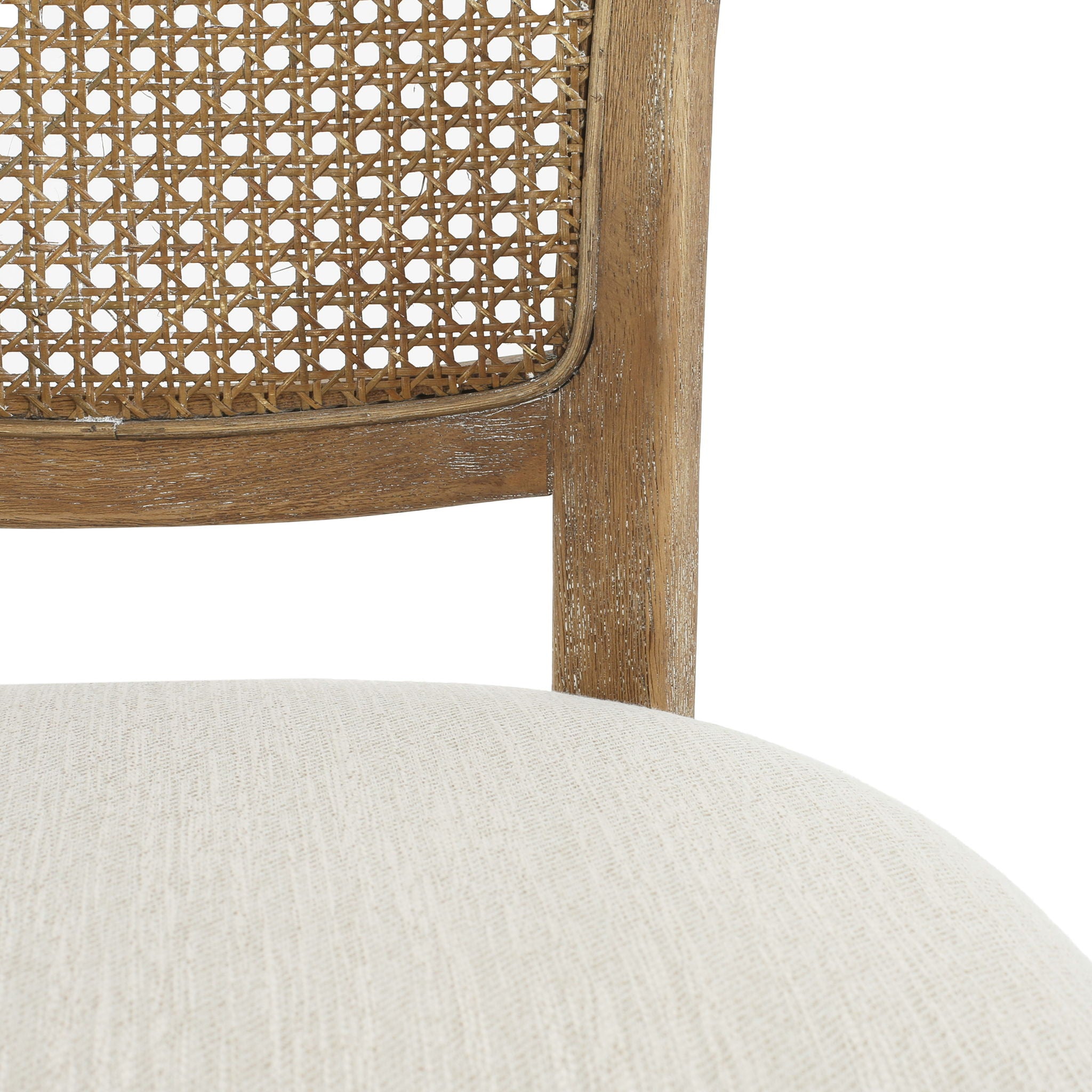 Classic Retro Dining Chair (Set of 2) With Rattan Backrest - Dark Brown / Beige