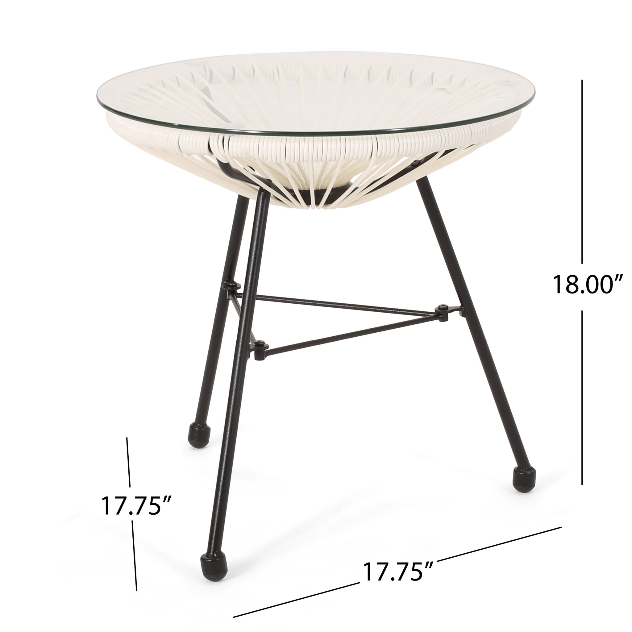 Nusa - Modern Rattan Side Table With Tempered Glass Top