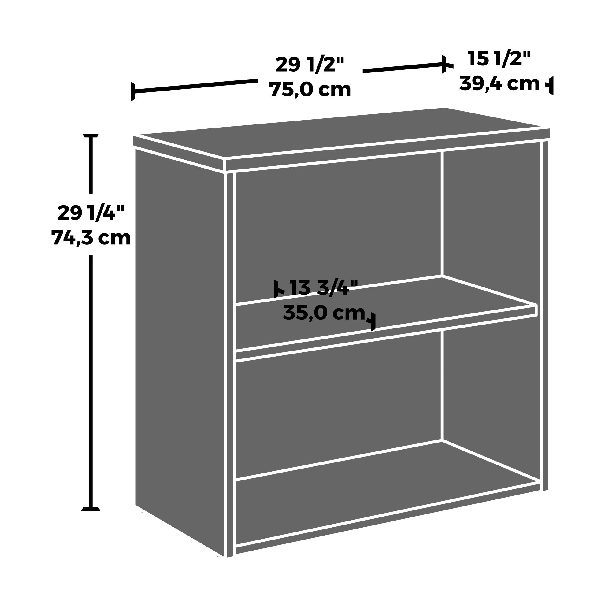 2-Shelf Commercial Bookcase in Classic Cherry