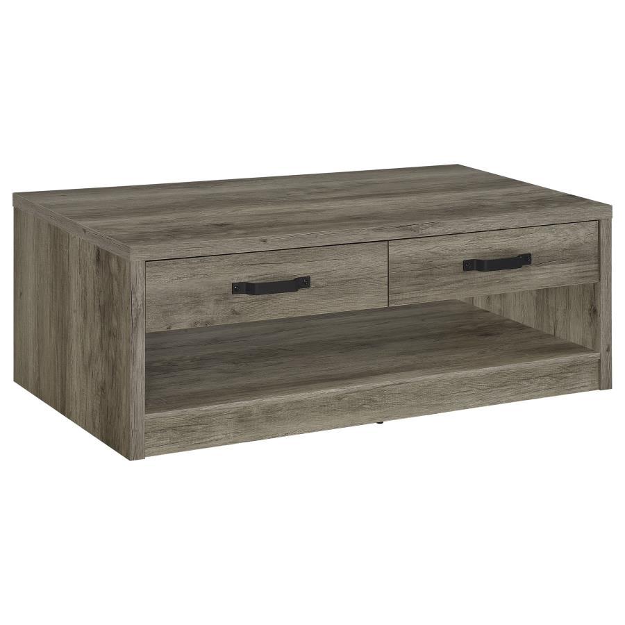 Coaster Fine Furniture Felix - 2-Drawer Engineered Wood Coffee Table - Gray Driftwood | Meri Furniture