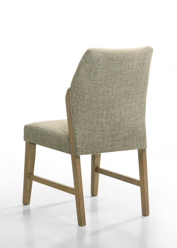 Eden Set of 2 Beige Linen Dining Chair with Rustic Oak Finish Legs
