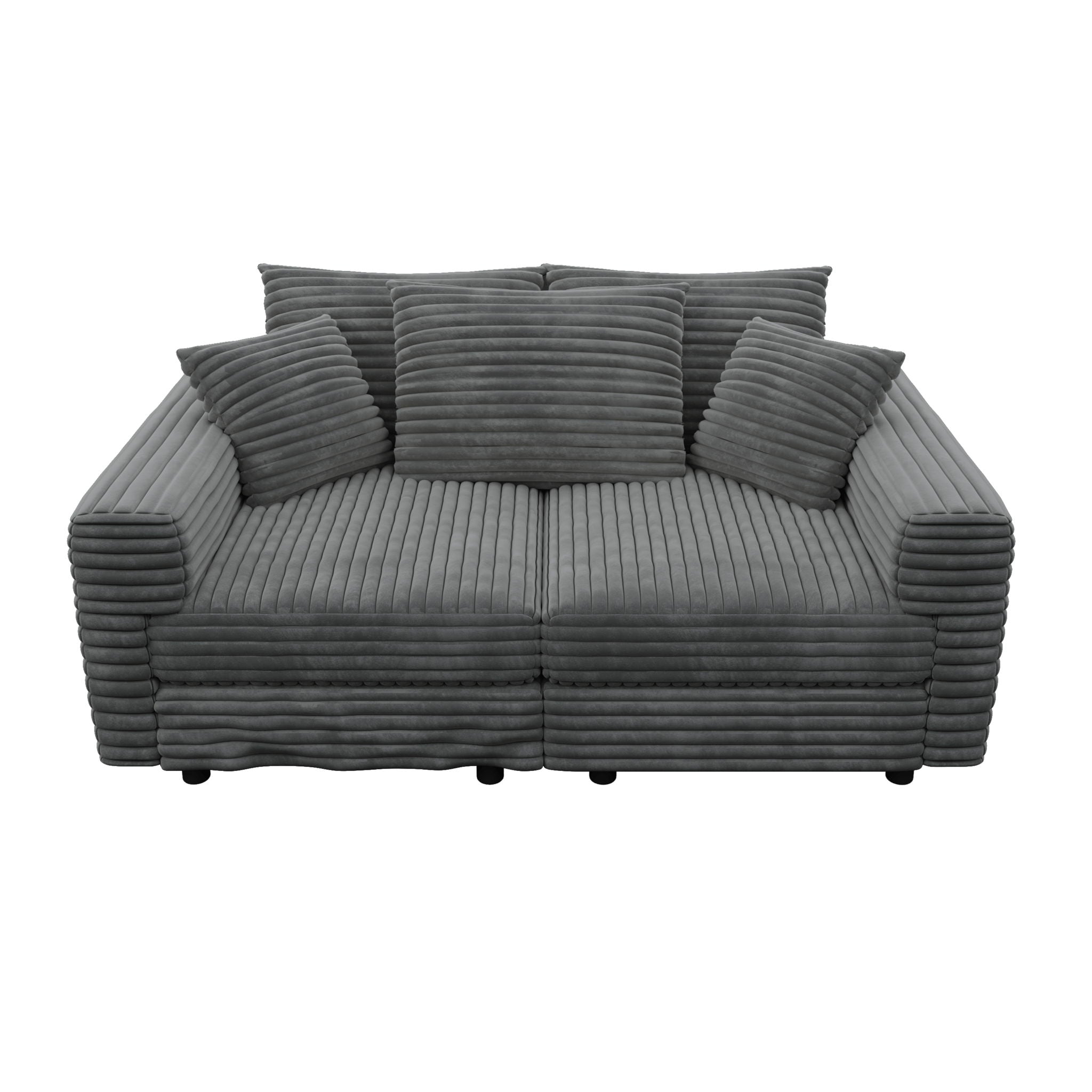 Plush Corduroy 4 Seat Sofa, Modern Comfy Upholstered Sofa Cloud Couch, Deep Seat Couches With Soft Pillows