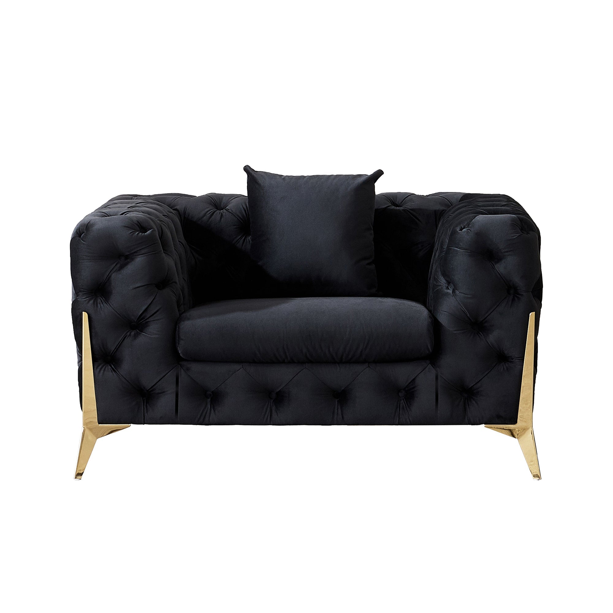 Luxury Armchair, Loveseat, and Sofa Set with Metal Legs