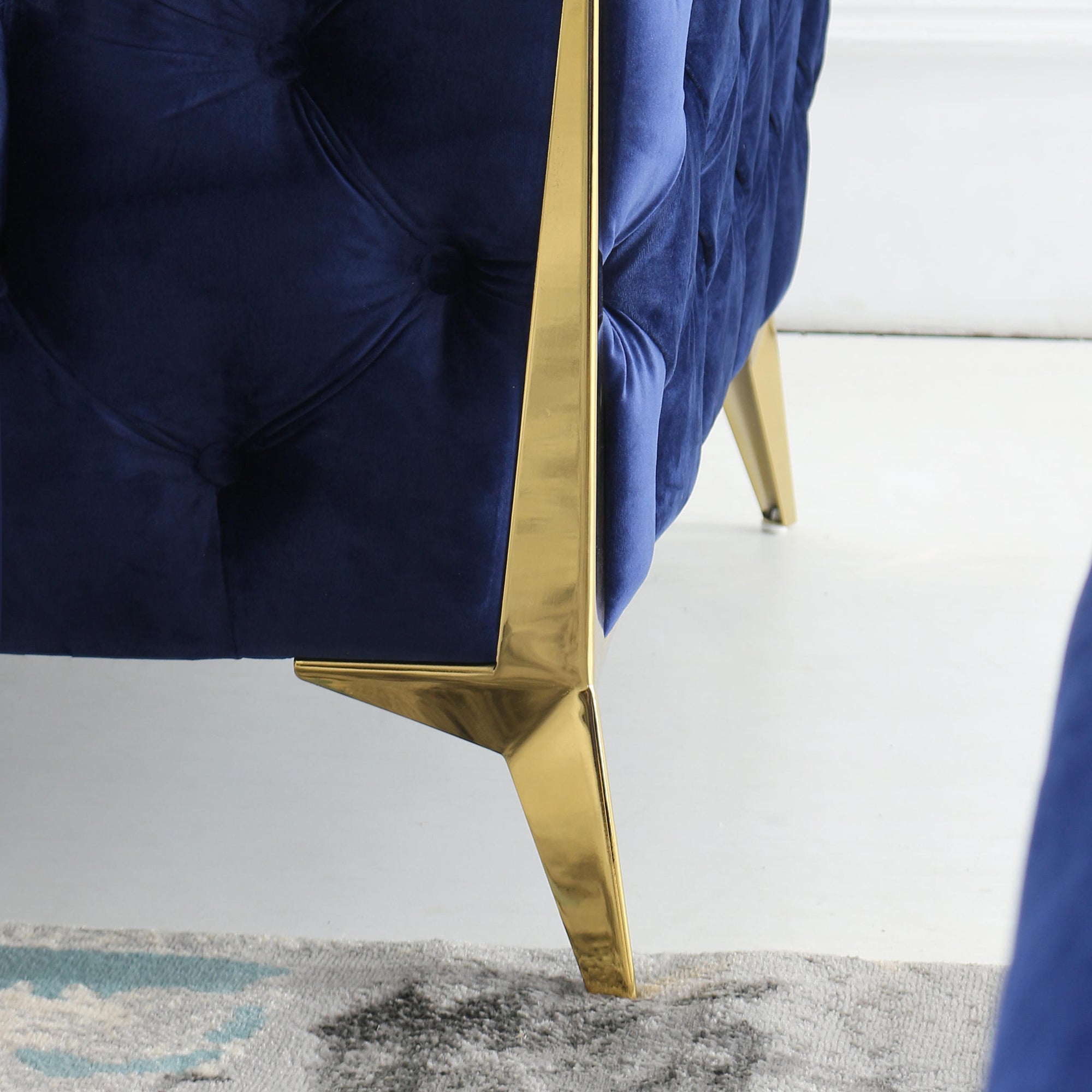 Luxury Armchair, Loveseat, and Sofa Set with Metal Legs