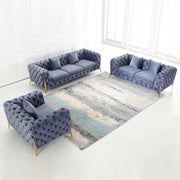 Luxury Armchair, Loveseat, and Sofa Set with Metal Legs
