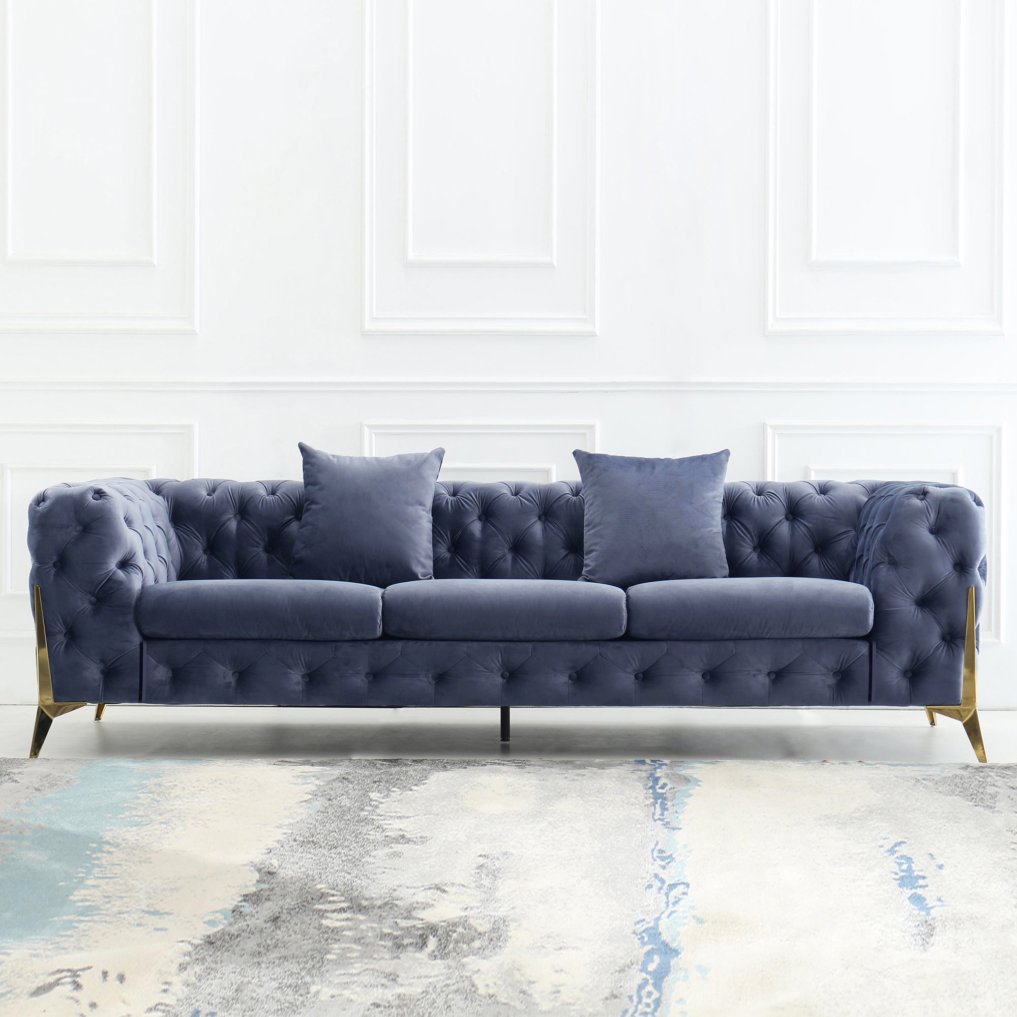 Luxury Armchair, Loveseat, and Sofa Set with Metal Legs