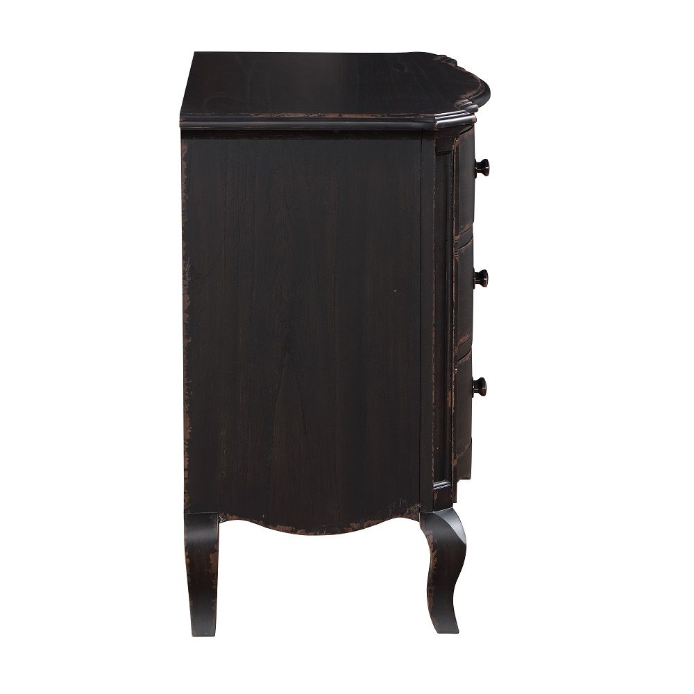 ACME 3 Drw Assembled Drawer: GLIDE Side Metal (Full Ext., 45mm), French Front & English Back, Felt-Lined Top Drawer, Manual Close Wooden Cabriole Leg | Meri Furniture