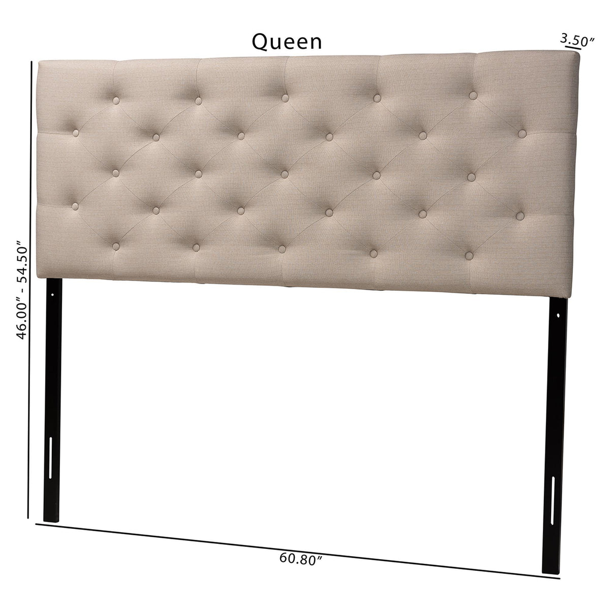 Viviana Modern and Contemporary Light Beige Fabric Upholstered Button-tufted Queen Size Headboard