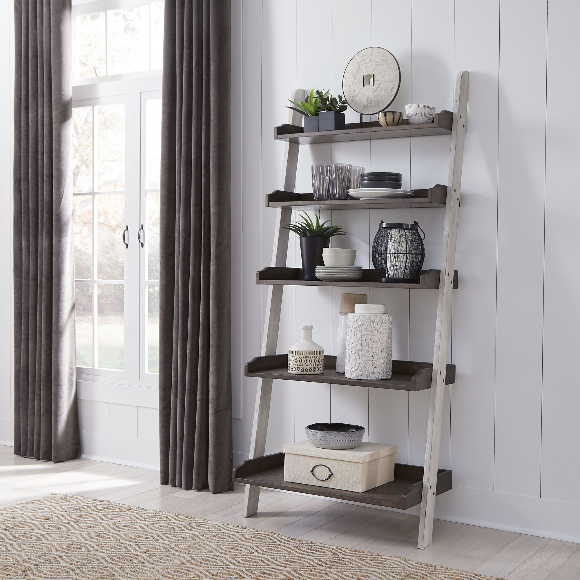 Liberty Furniture Farmhouse - Leaning Bookcase - White | Meri Furniture