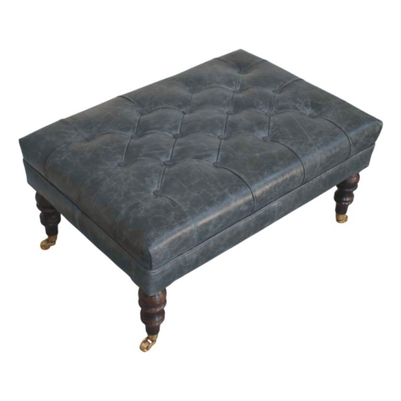 Buffalo - Leather Ottoman With Castor Legs
