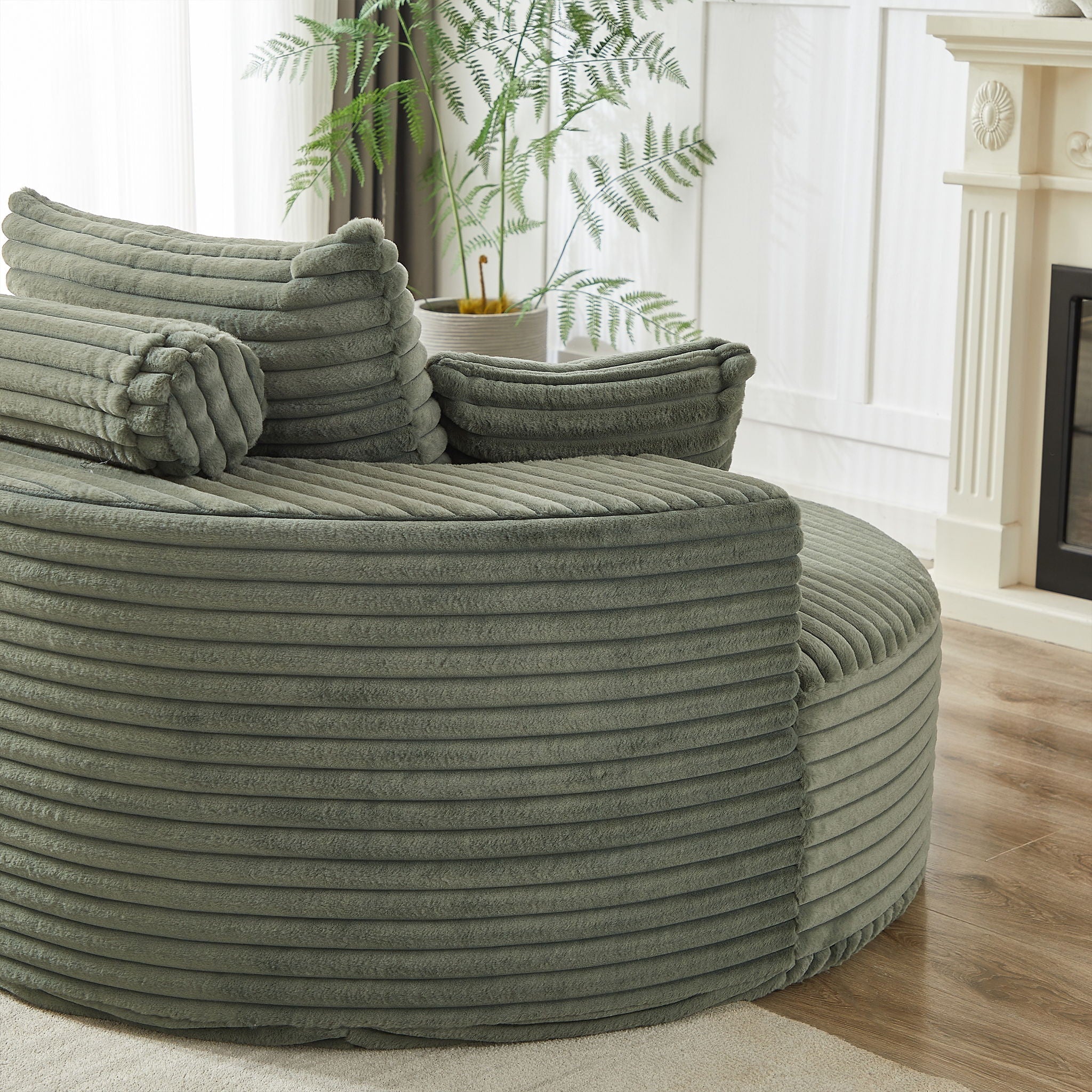 Single Swivel Chair, Fluffy Modern Sleeper, 360 Degree Swivel Chair For Living Room - Green