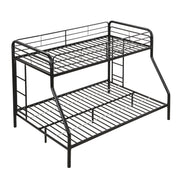 Modern Twin Over Full Metal Bunk Bed With Trundle And Dual Side Ladder And Metal Design - Black / Brown