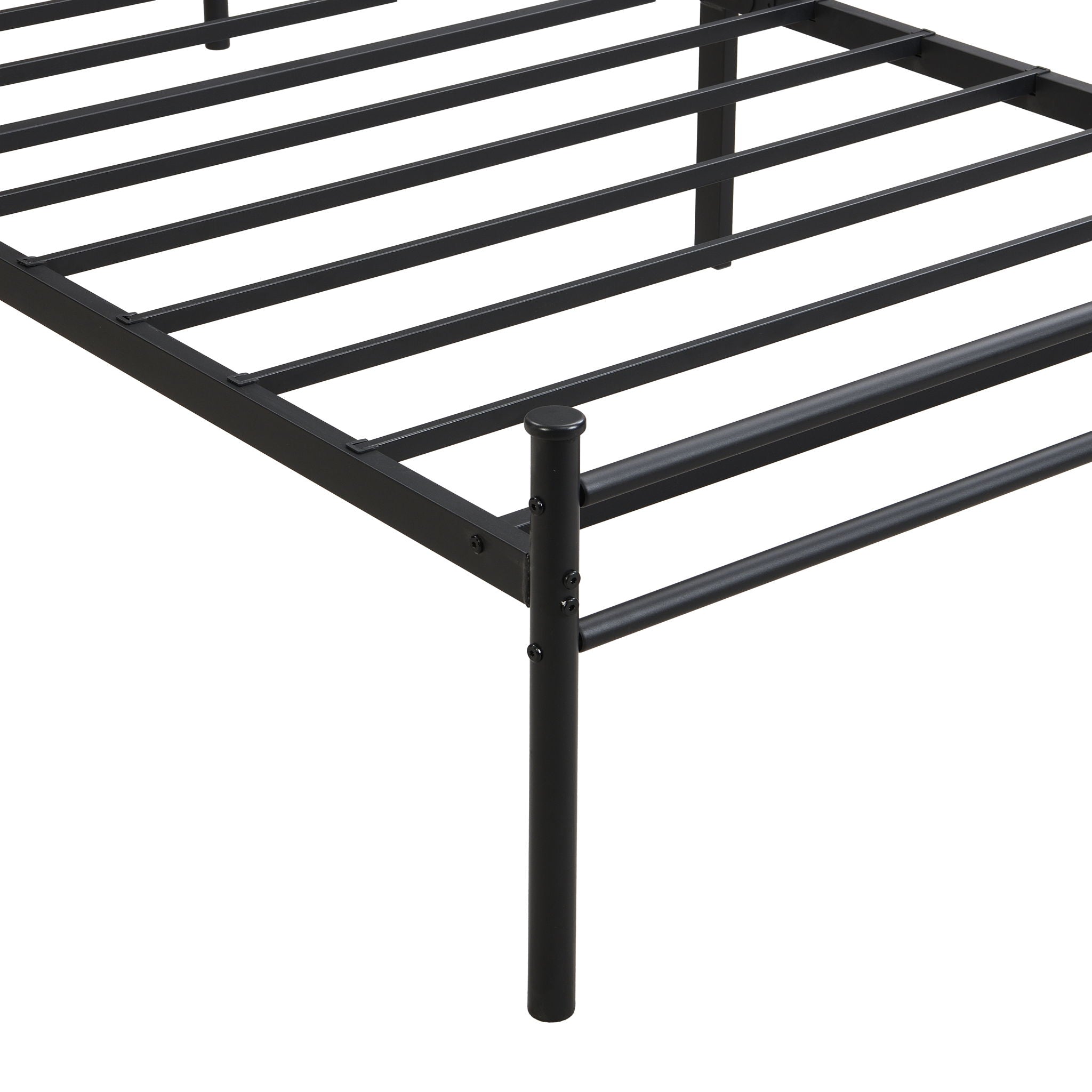 Modern Metal Bedframe With Headboard, Durable Steel Structure