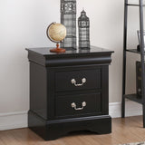 It has two drawers with center metal glide and brushed nickel metal handle. Offers you plentiful storage with spacious drawers