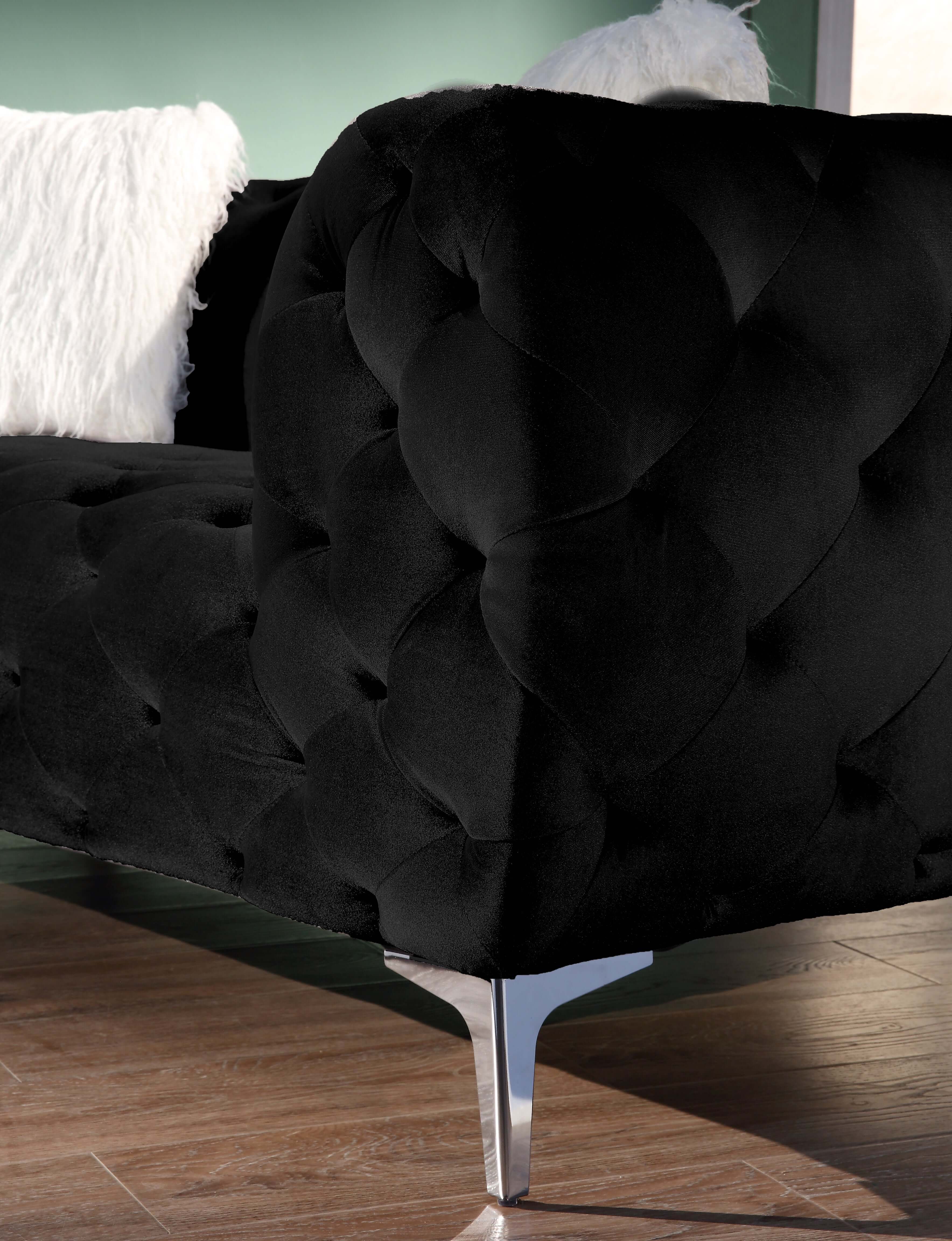 Modern Velvet Loveseat/ Sofa with Wood Frame and Metal Legs