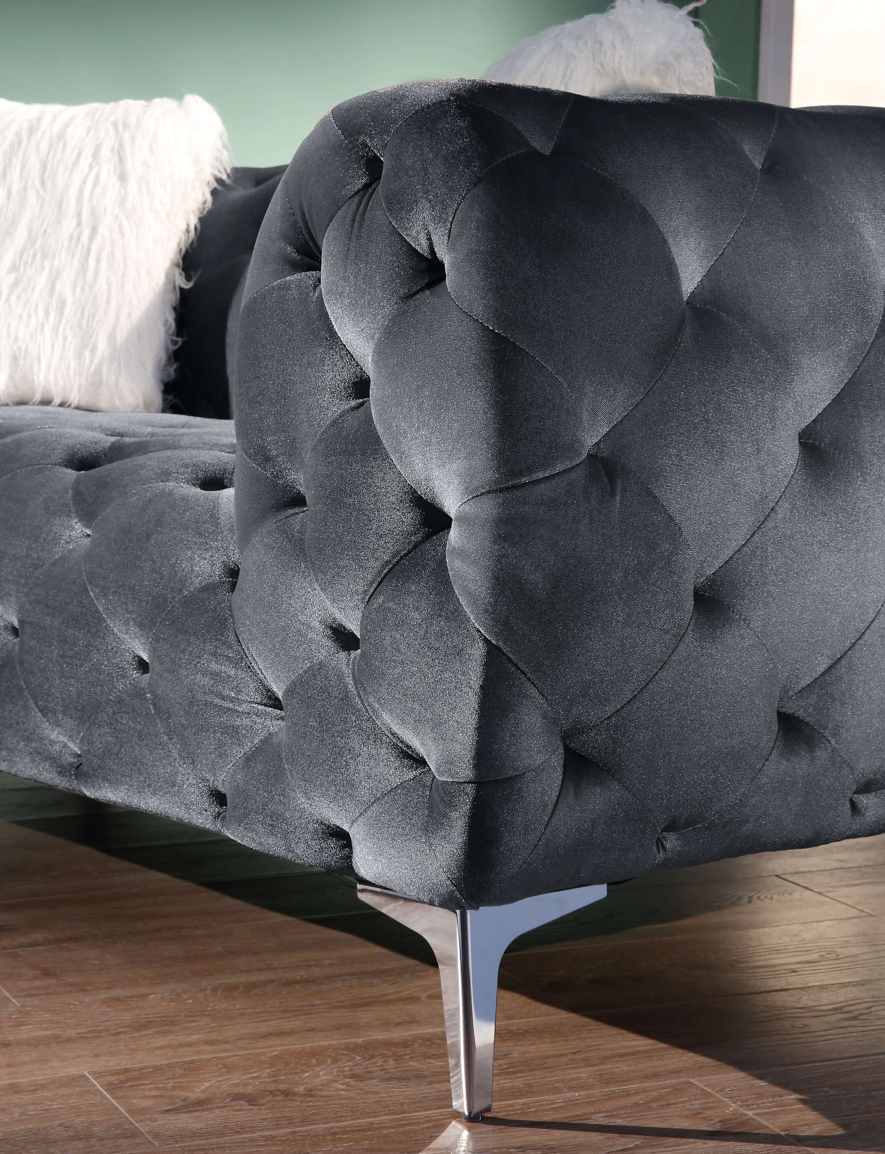 Modern Velvet Loveseat/ Sofa with Wood Frame and Metal Legs