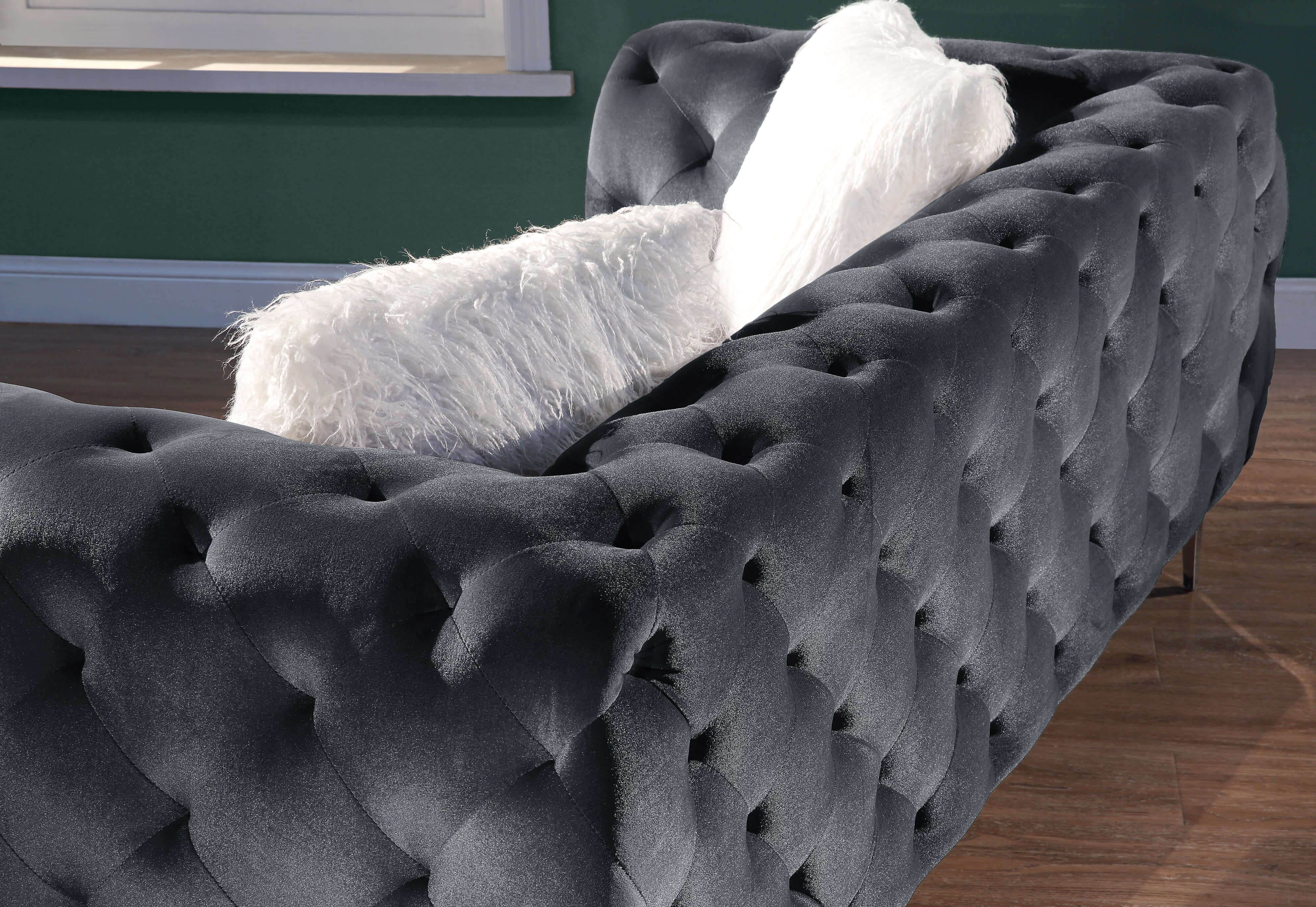 Modern Velvet Loveseat/ Sofa with Wood Frame and Metal Legs