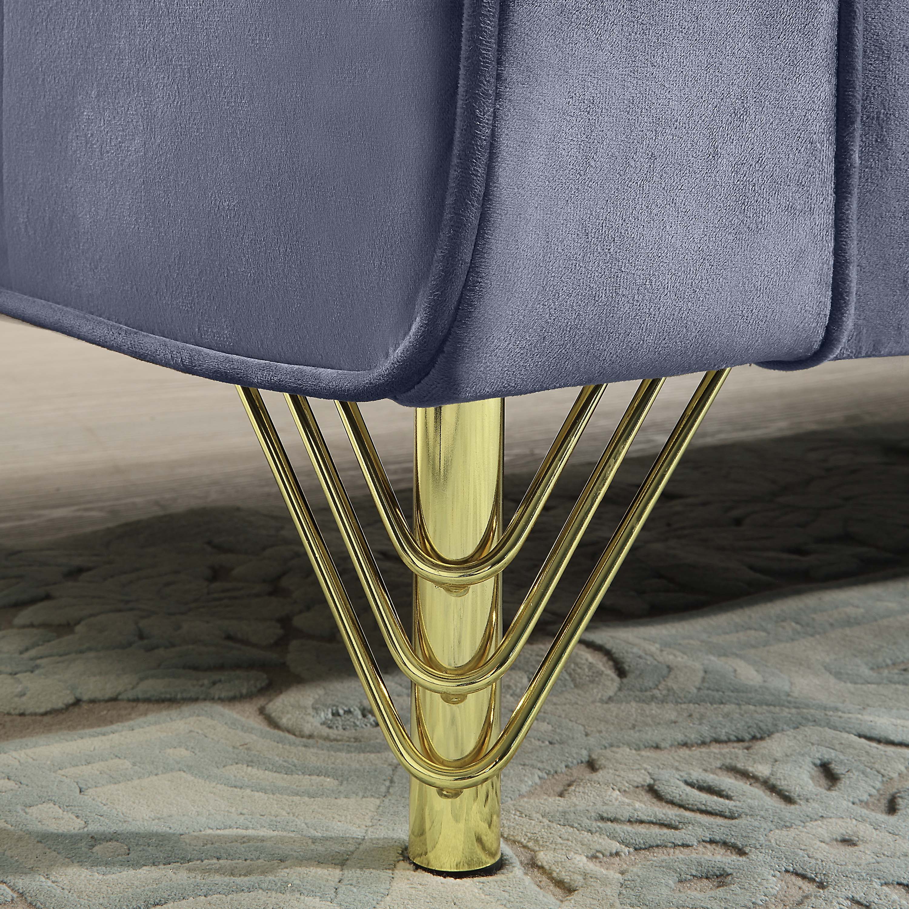 Velvet Loveseat/Sofa with Gold Metal Legs