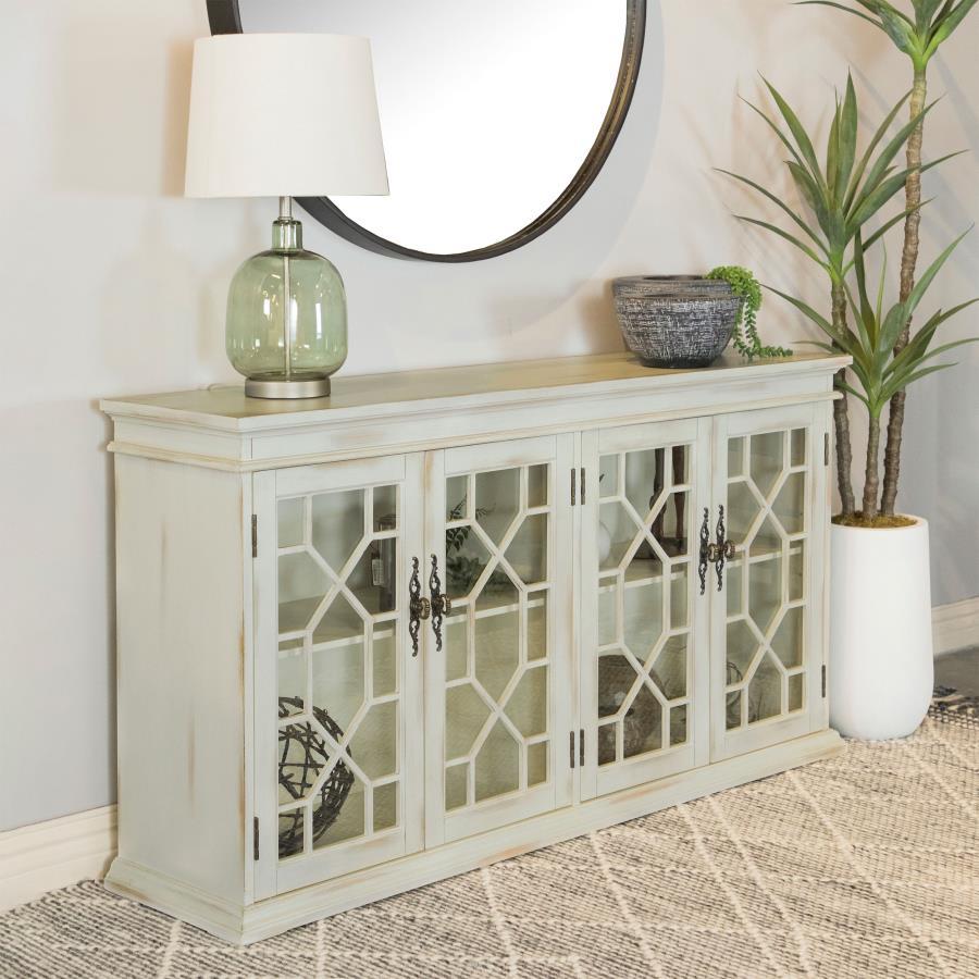 Coaster Fine Furniture Kiara - 4-Door Wood Lattice Storage Accent Cabinet | Meri Furniture