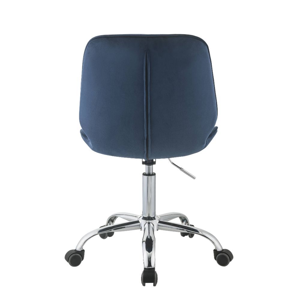 ACME Muata - Office Chair - Twilight Blue Velvet & Chrome | Meri Furniture