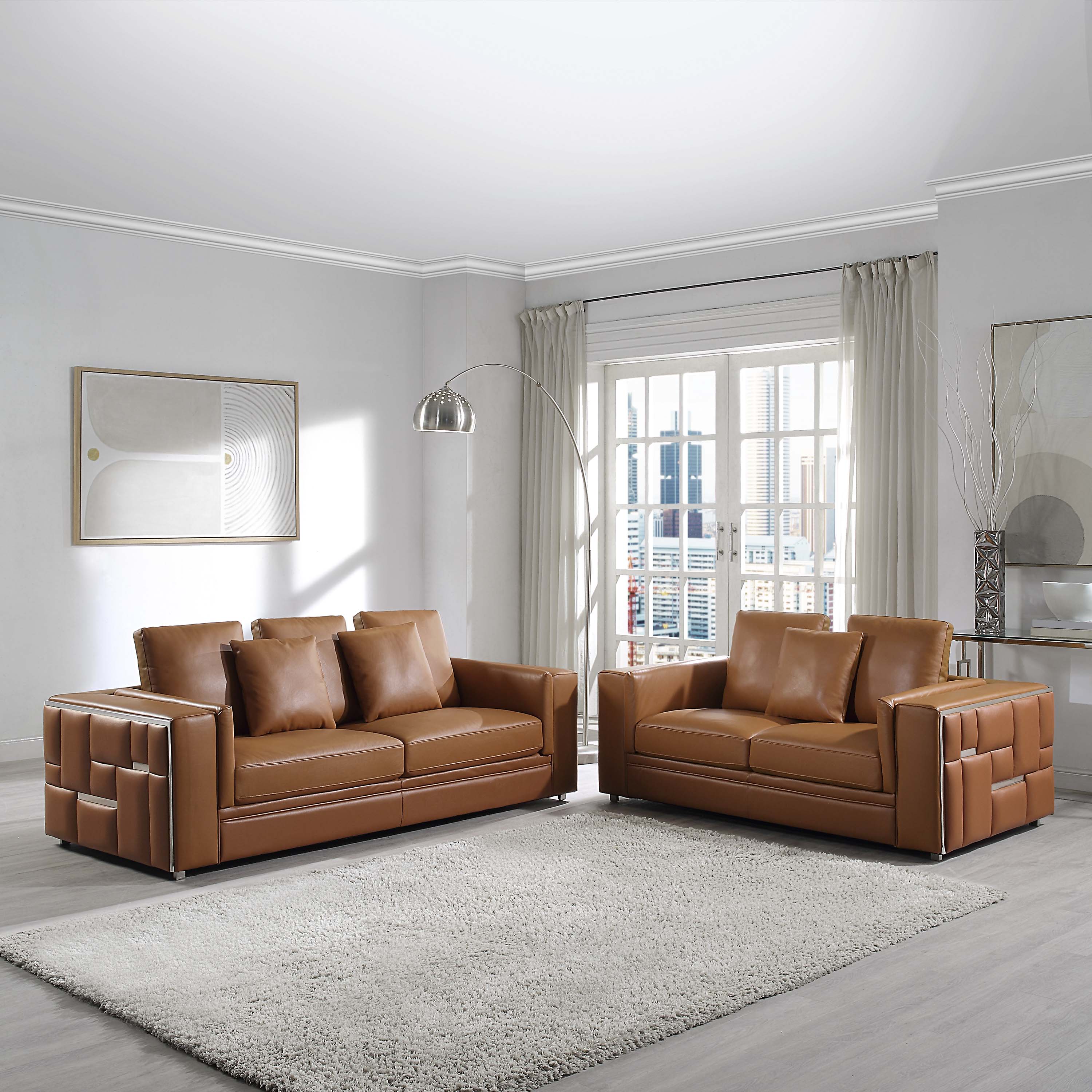 Luxurious Top Grain Leather Sofa and Loveseat Set