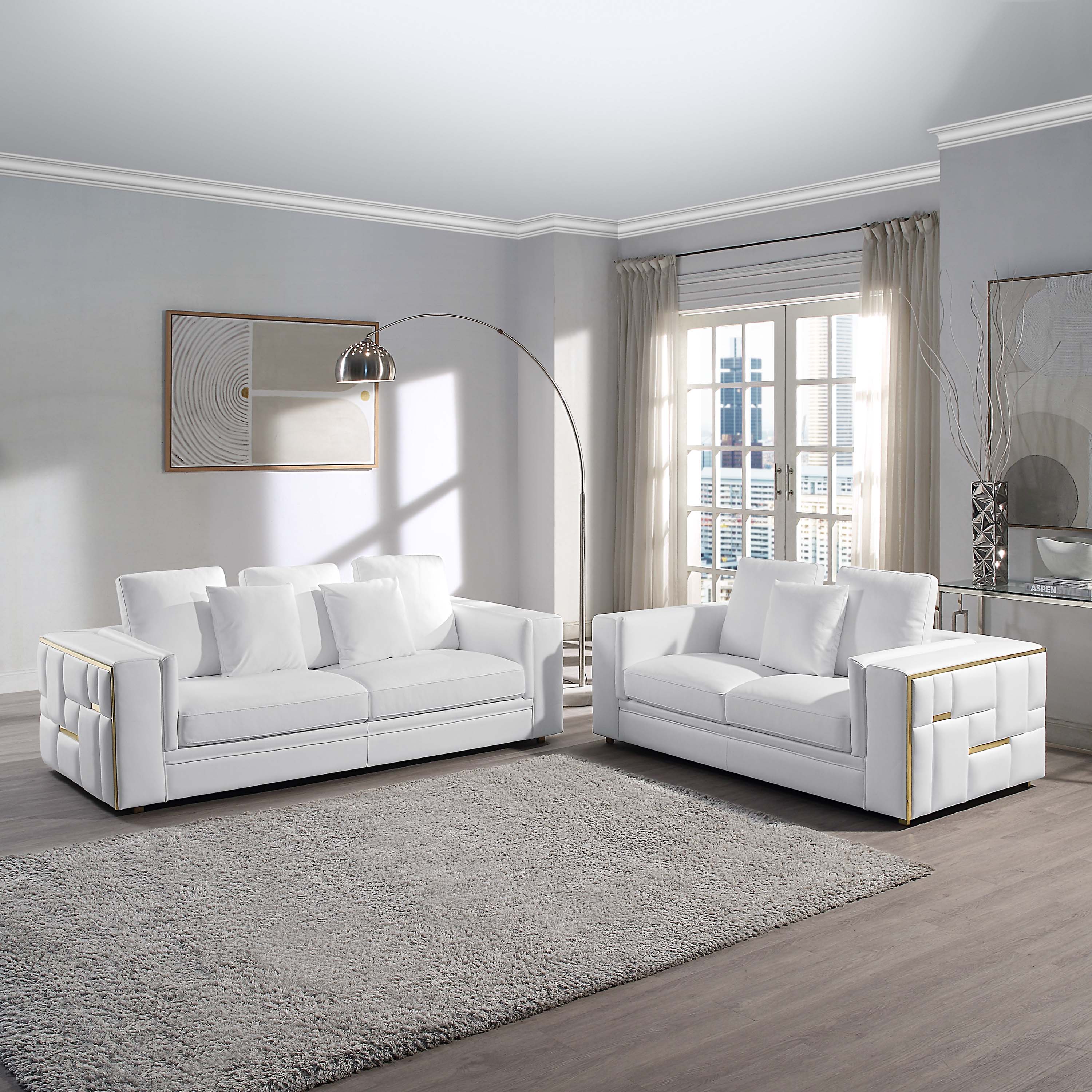 Luxurious Top Grain Leather Sofa and Loveseat Set