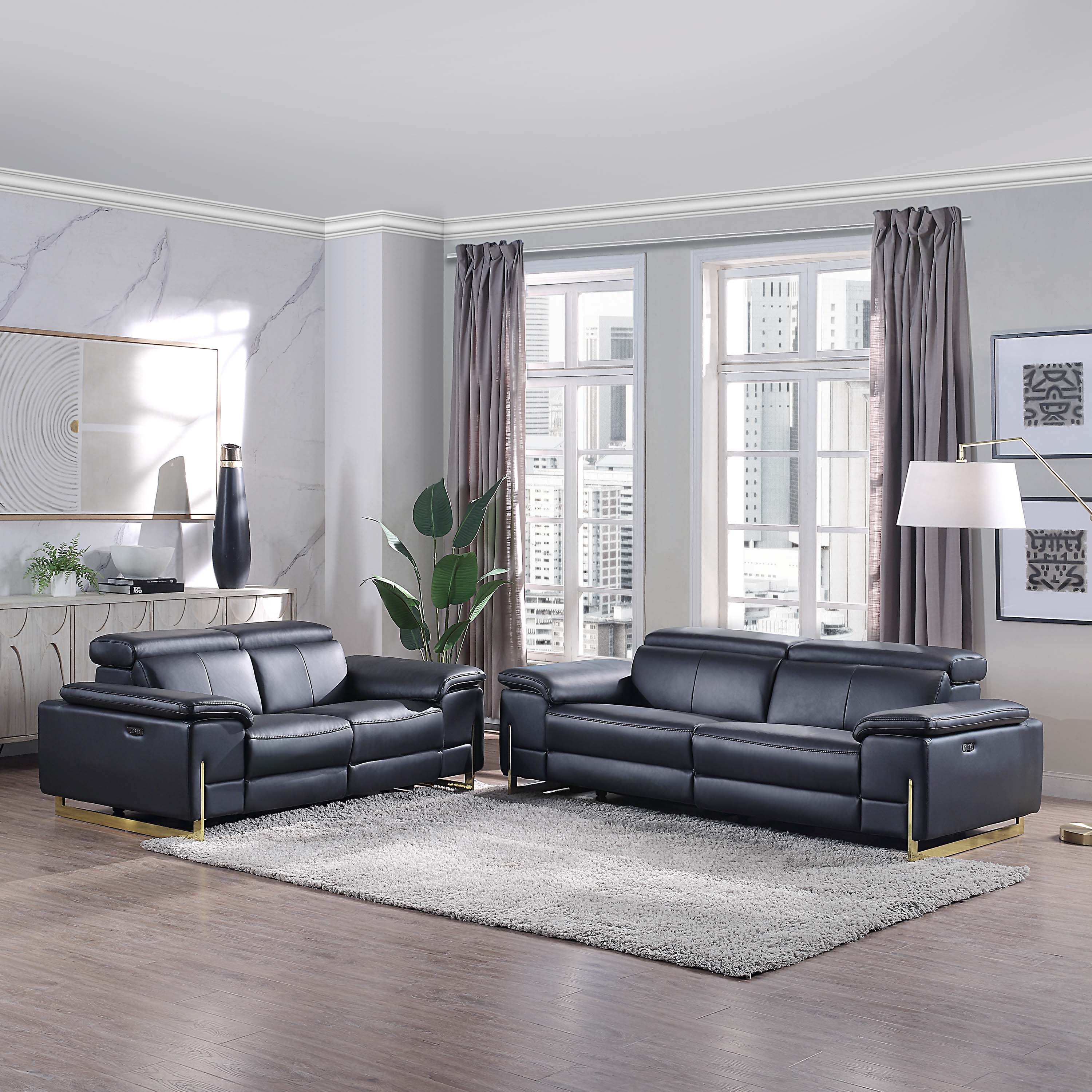Luxury Reclining Genuine Leather Loveseat/Sofa