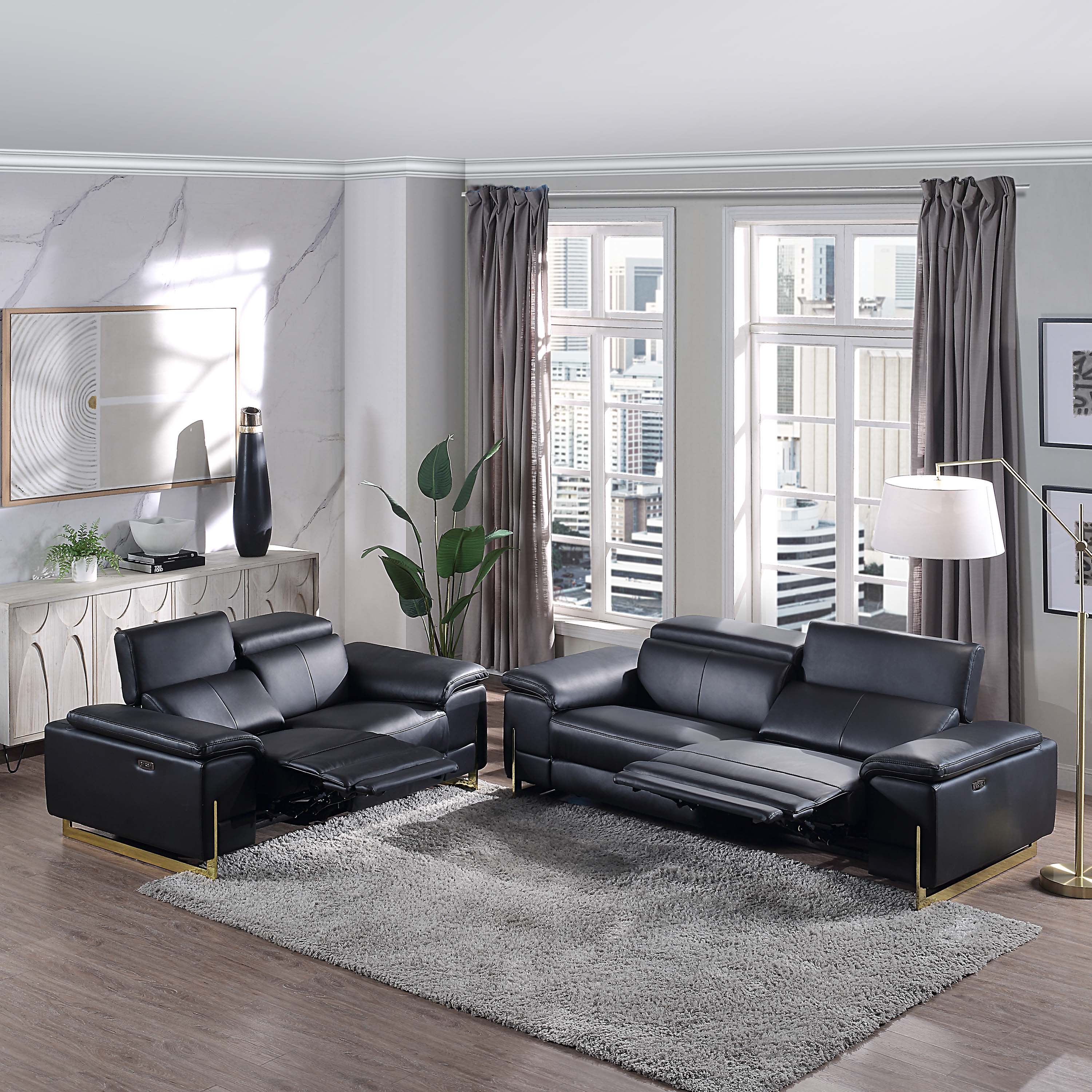 Luxury Reclining Genuine Leather Loveseat/Sofa