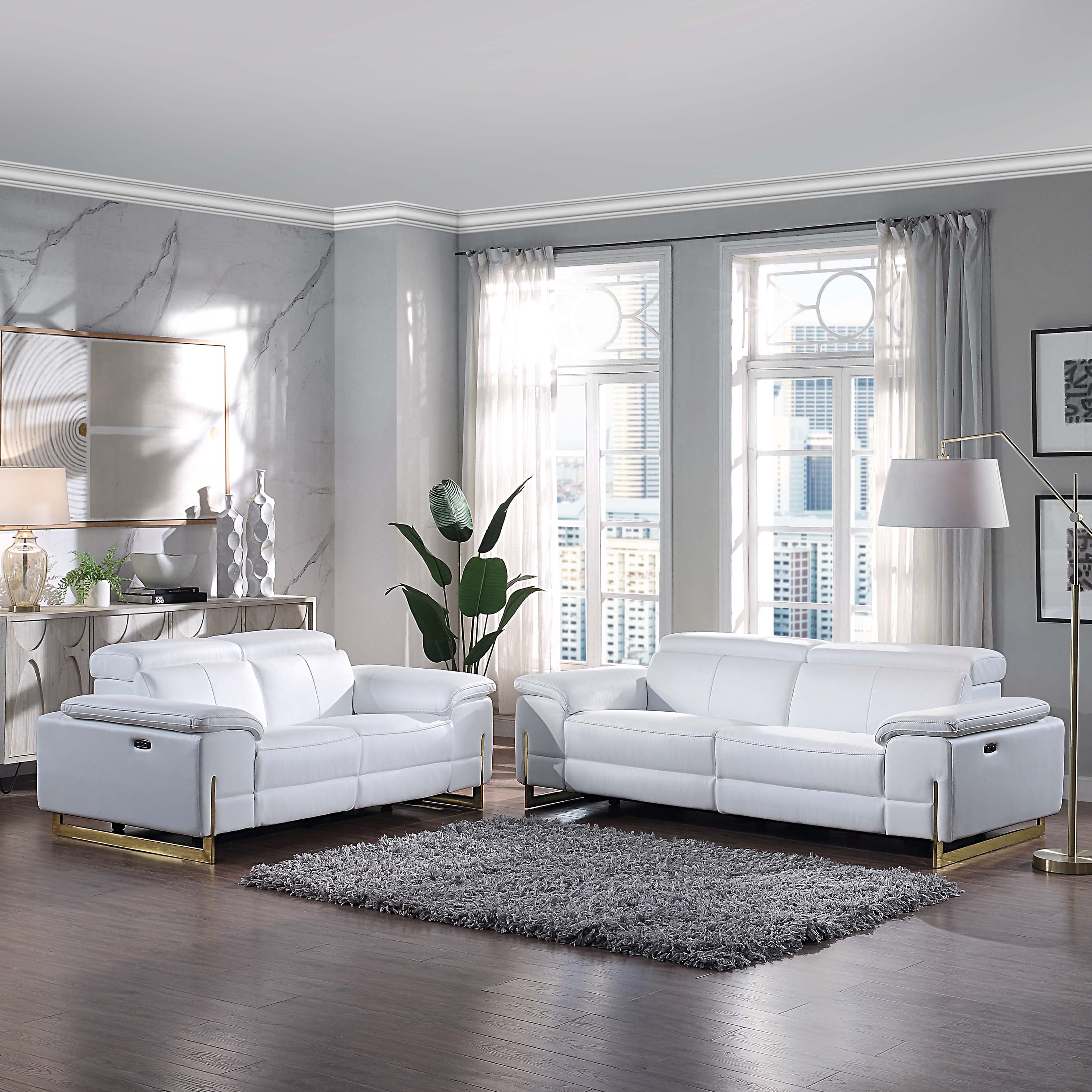 Luxury Reclining Genuine Leather Loveseat/Sofa