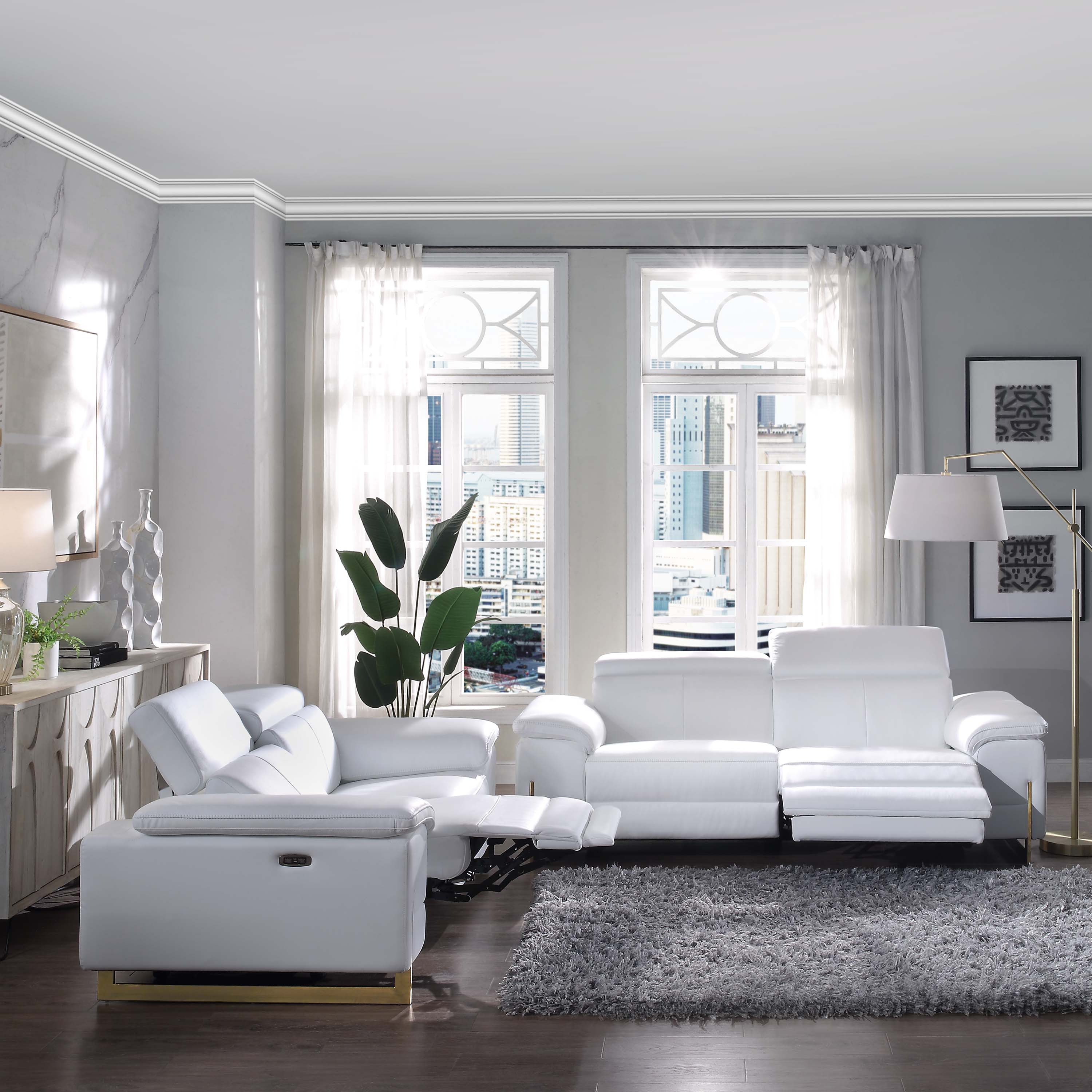 Luxury Reclining Genuine Leather Loveseat/Sofa