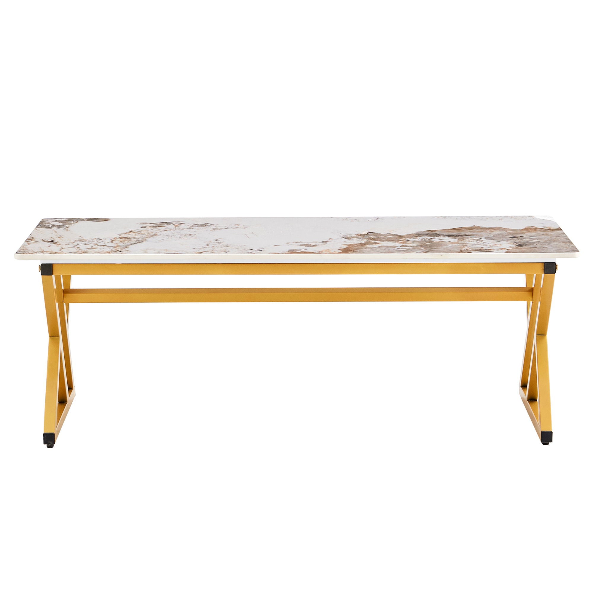 Coffee Table With A Natural And Smooth Marble Pattern On The Surface - Gold