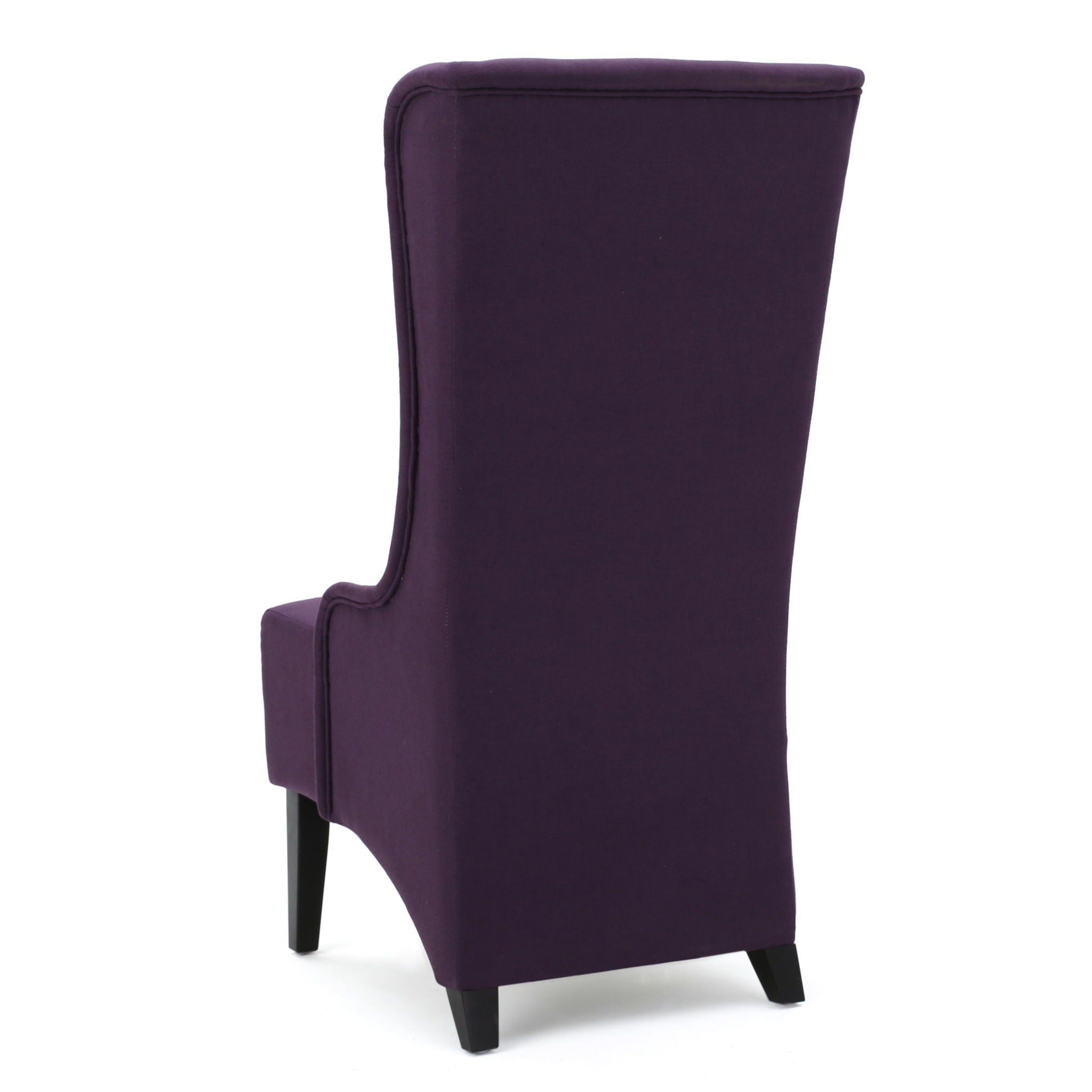 Fabric Dining Chair With High Back And Birch Wood Legs - Plum