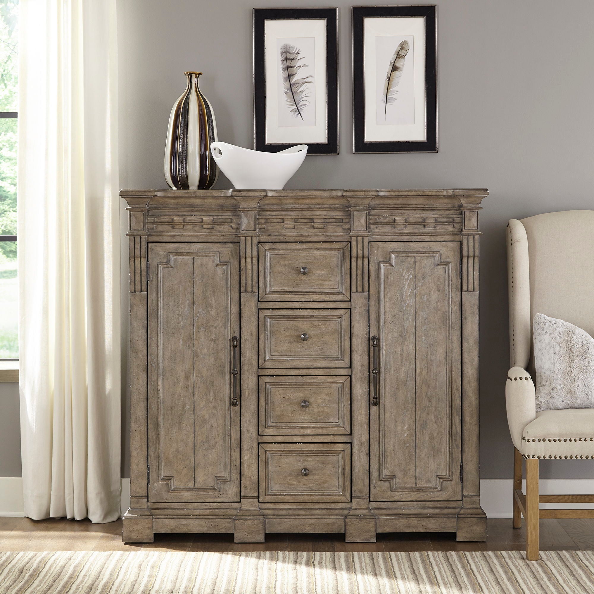 Liberty Furniture Town & Country - 4 Drawer 2 Door Chesser - Medium Brown | Meri Furniture