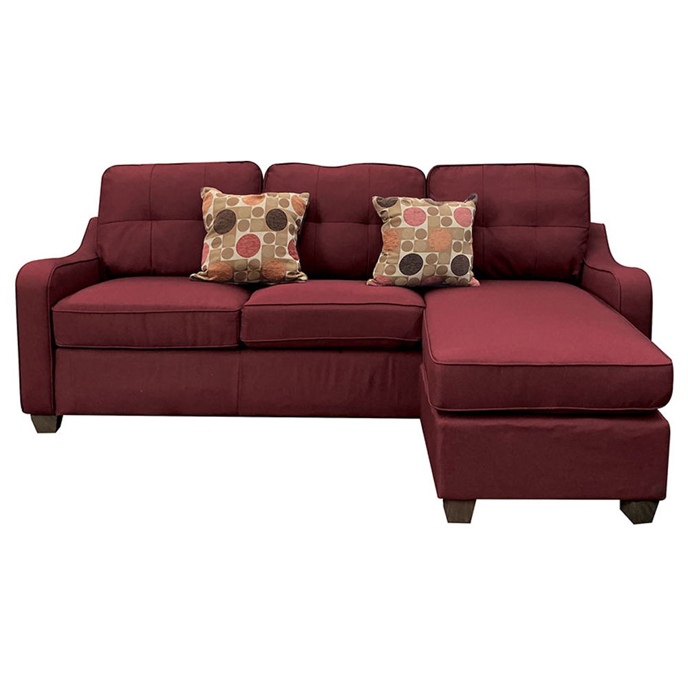 Cleavon II - Reversible Sectional Sofa & Ottoman With 2 Pillows - Red Linen