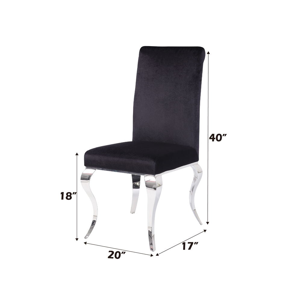 Fabiola - Side Chair Set of 2) - Black Fabric & Stainless Steel