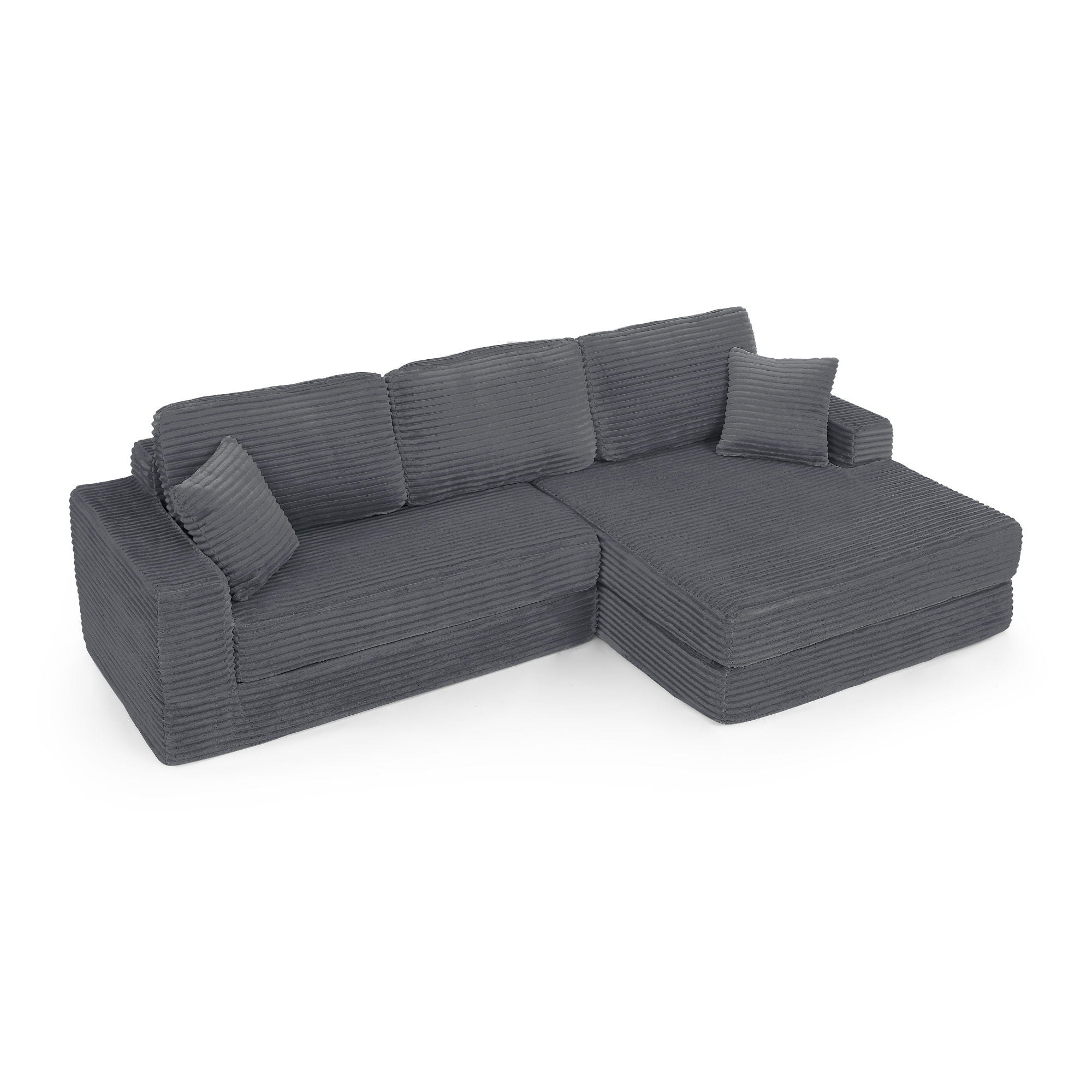 Modern Minimalist L Shape Modular Sectional Sofa, Corduroy Couch