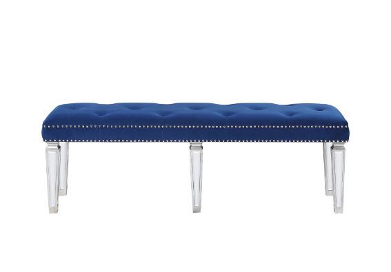 The Varian Bench provides a commanding presence in any room. This contemporary bench features a upholstered seat cushion in luxurious upholstery with elegantly tapered legs.