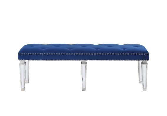 ACME The Varian Bench provides a commanding presence in any room. This contemporary bench features a upholstered seat cushion in luxurious upholstery with elegantly tapered legs. | Meri Furniture